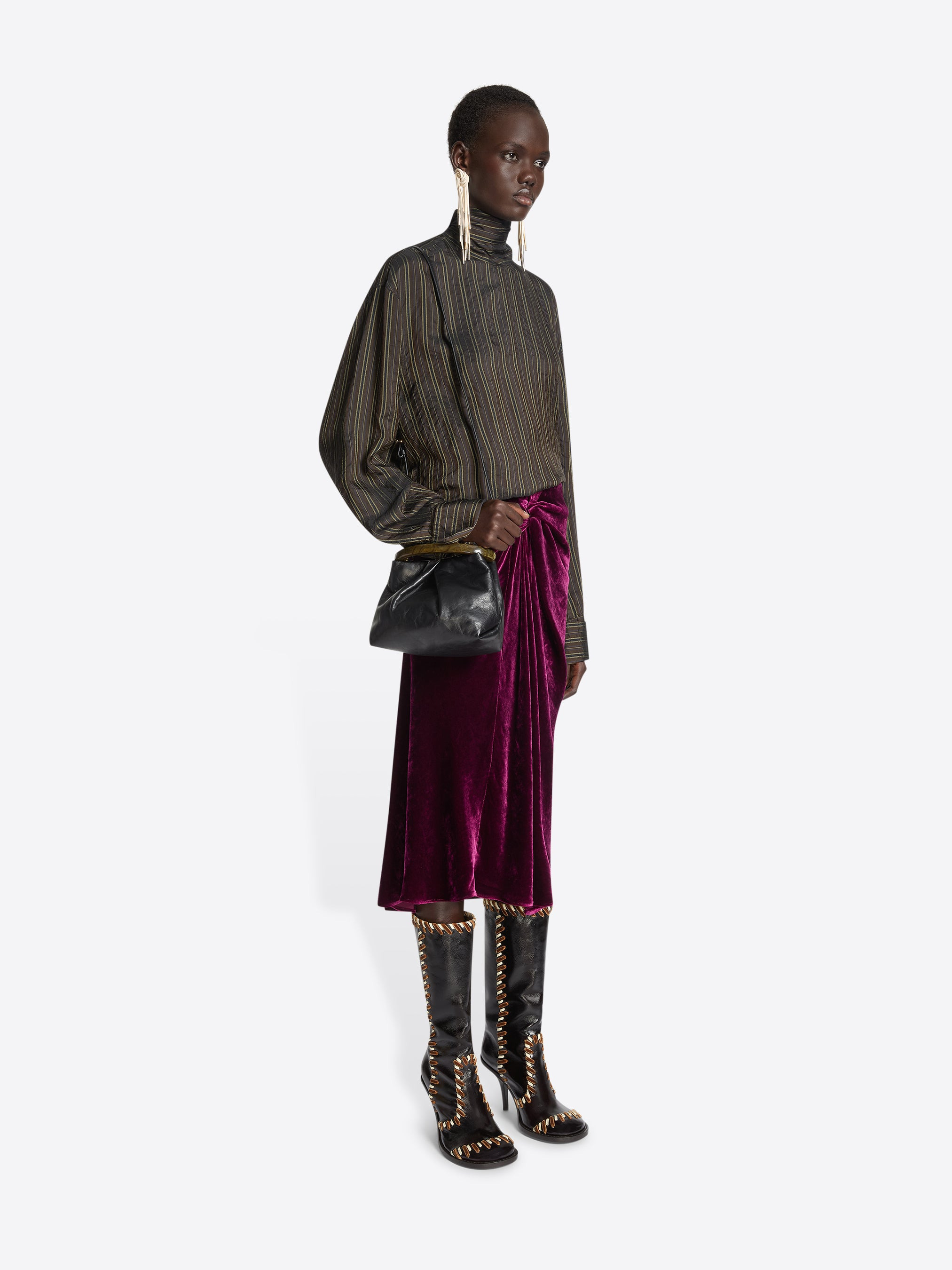SMALL PLEATED LEATHER BAG - 7