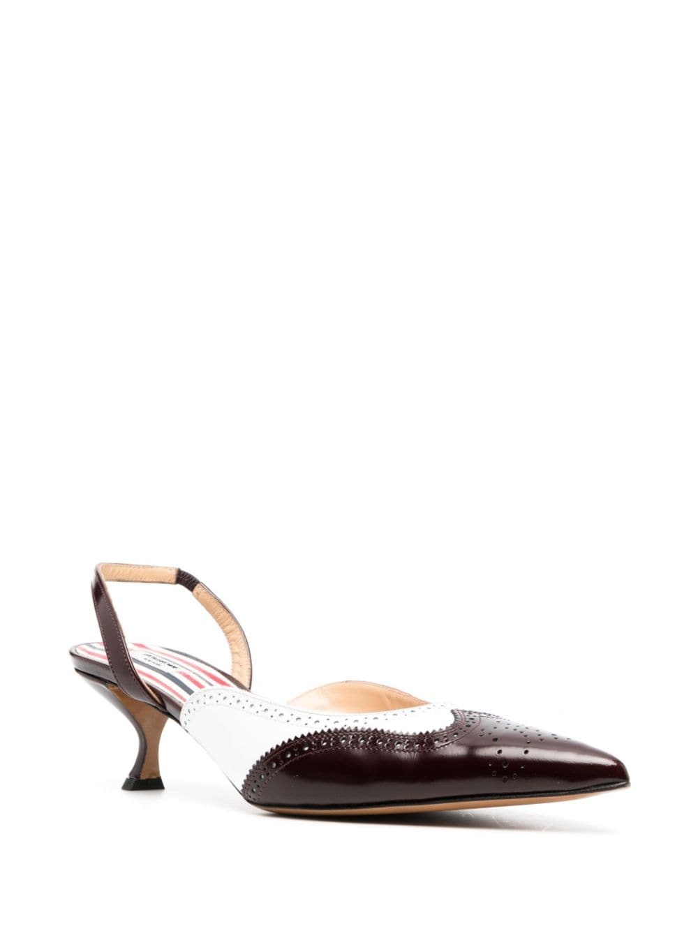 brogue-detailed 70mm slingback pump - 2