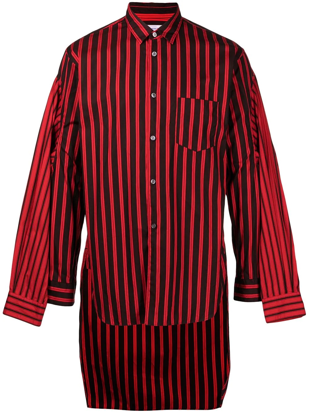 deconstructed stripe-trim shirt - 1