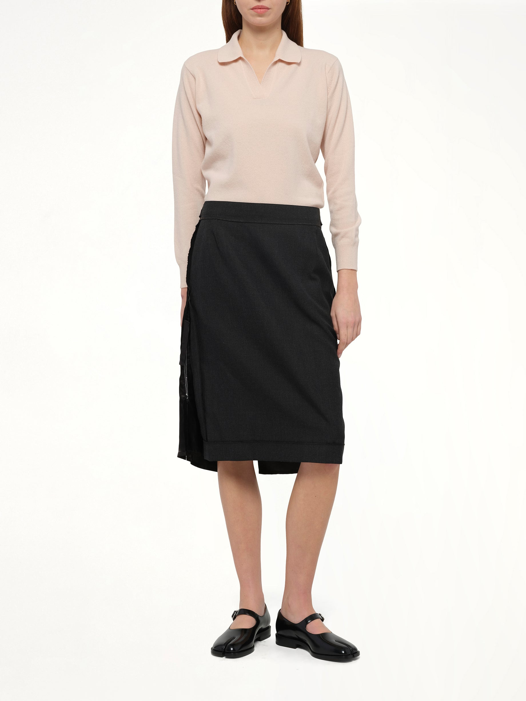 Midi Skirt in Carbon Melange/Black - 4