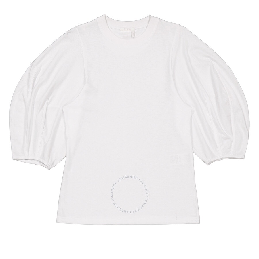 Chloe Ladies White Balloon Sleeves T-shirt - 1