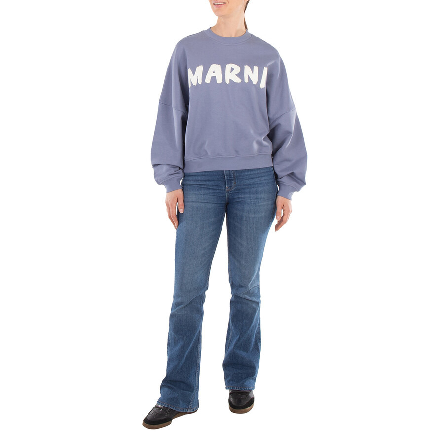 Marni Logo Crewneck Sweatshirt in Shadow - 3