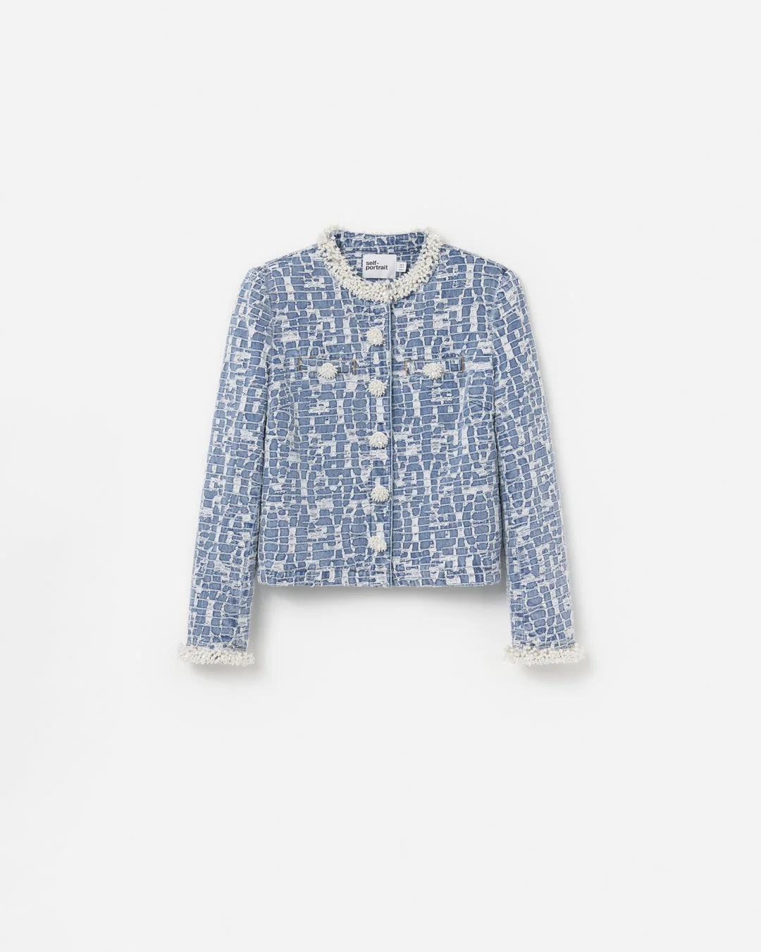 Blue Textured Denim Jacket - 1