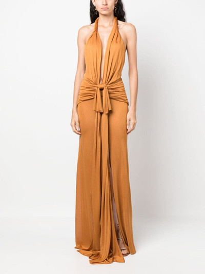 Blumarine plunging V-neck draped gown outlook