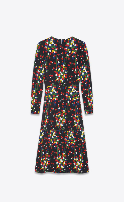 SAINT LAURENT long flared dress in confetti-print sablé outlook