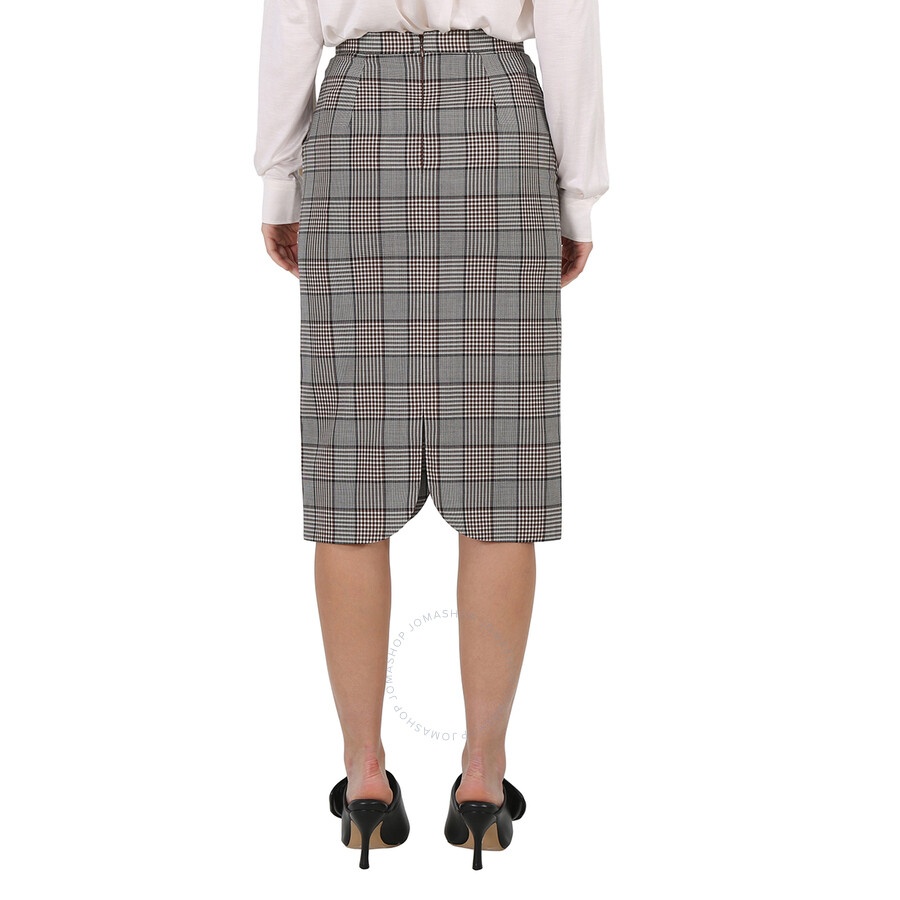 Burberry Check Wool Scalloped Hem Pencil Skirt - 5