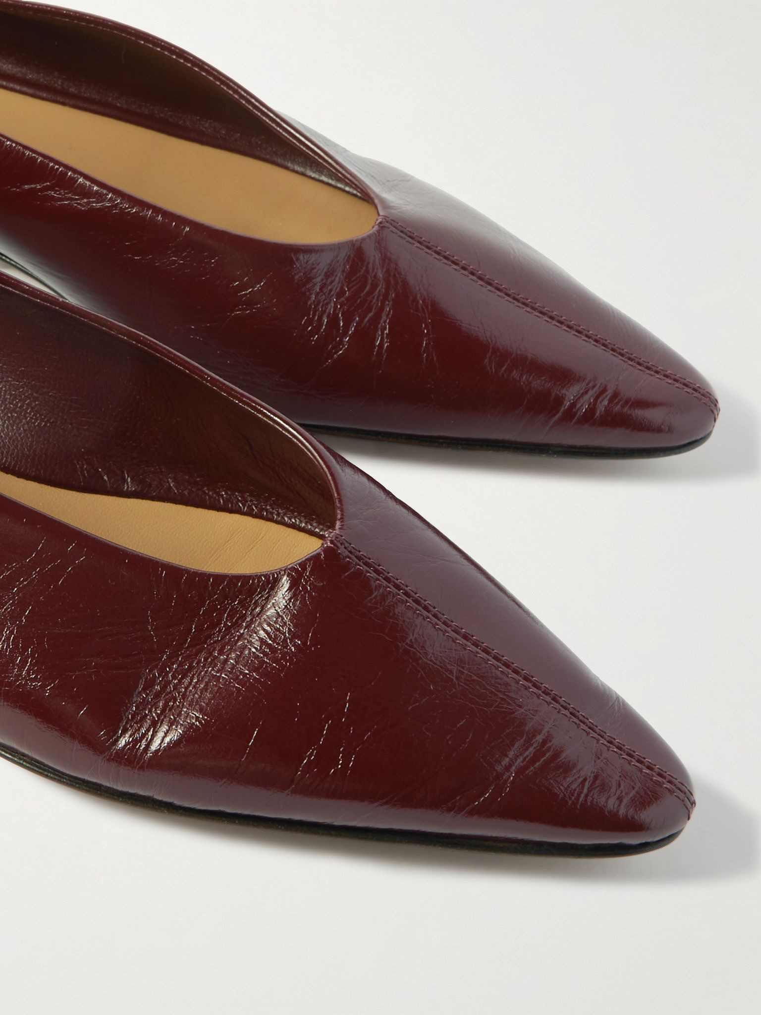 Sofia patent-leather point-toe ballet flats Burgundy - 4