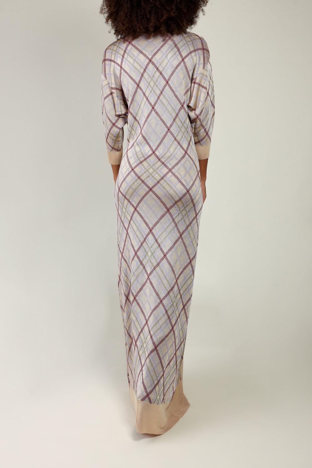 CHECKERED DRESS WITH LONG CARDIGAN - 4