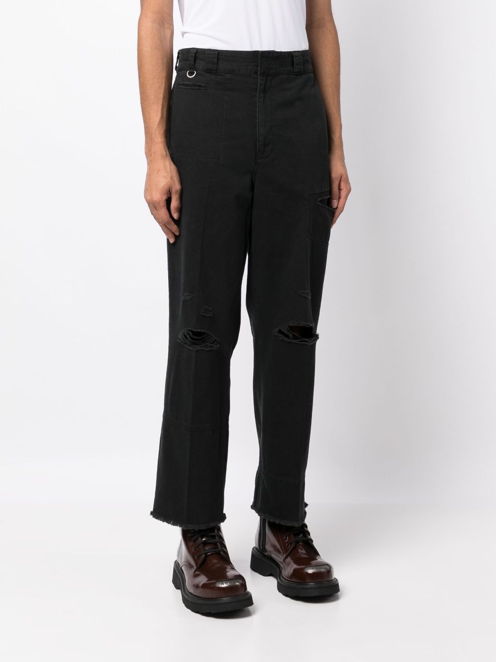 distressed straight-leg jeans - 3