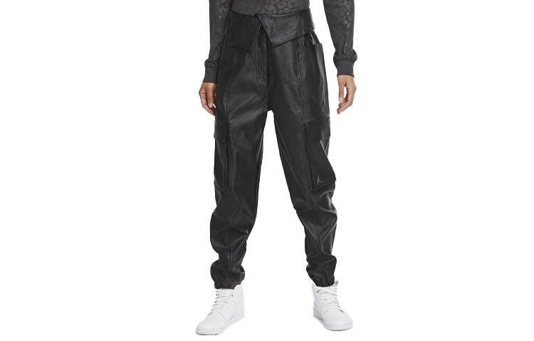 (WMNS) Air Jordan Court-To-Runway High Waist Trousers Black CW6487-010 - 3