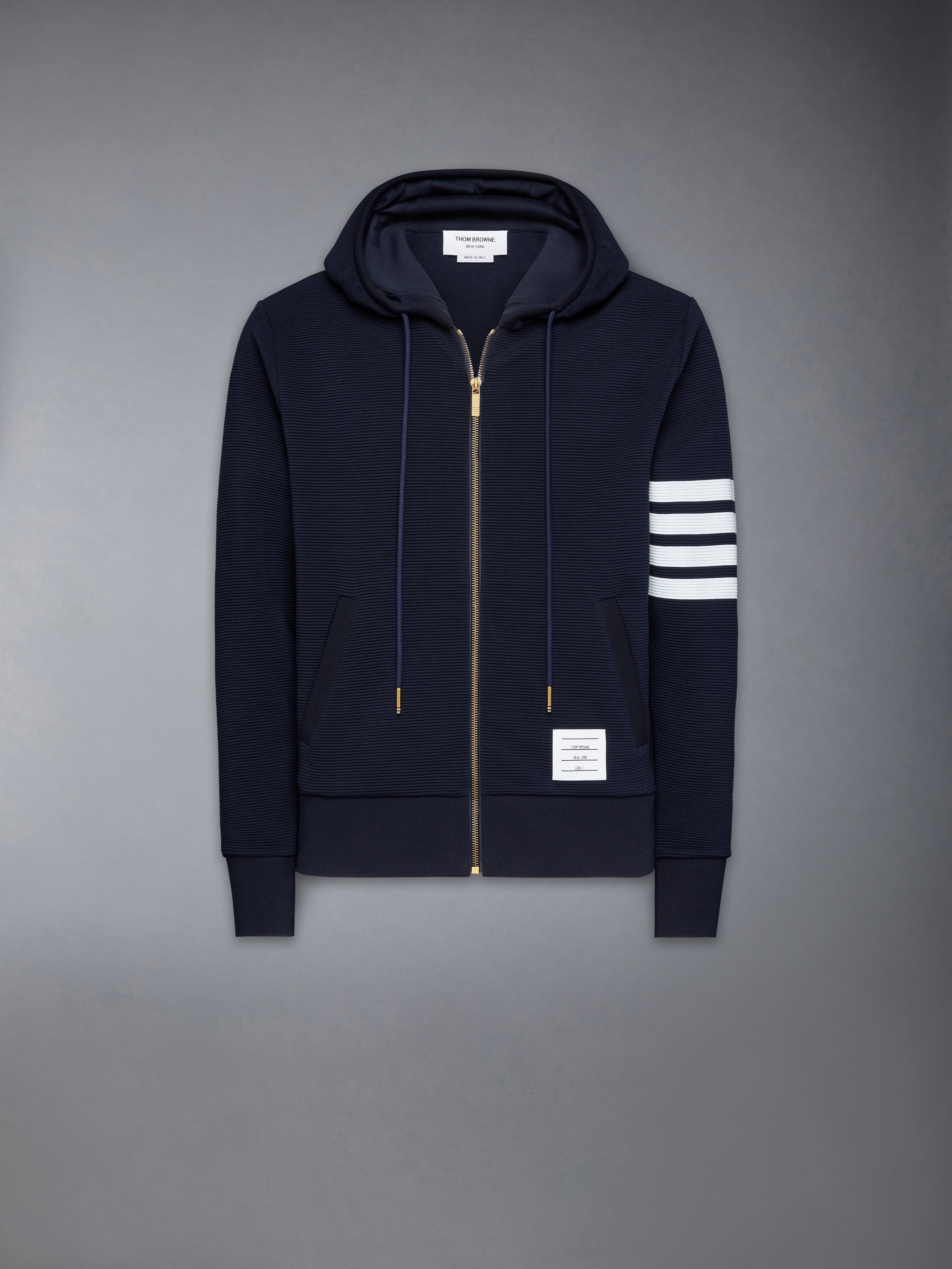 COTTON OTTOMAN 4-BAR ZIP HOODIE - 8