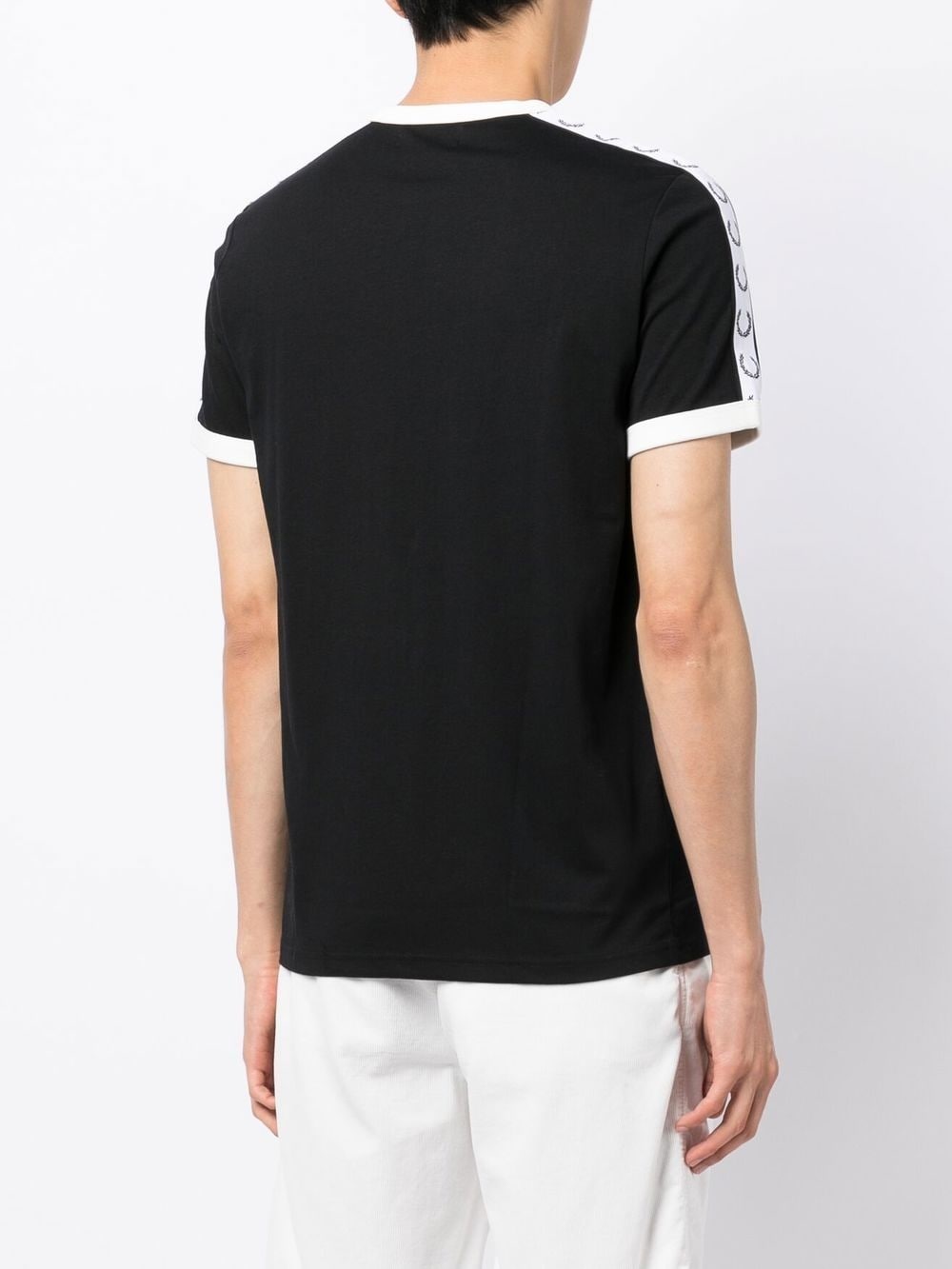 logo-tape cotton T-shirt - 4