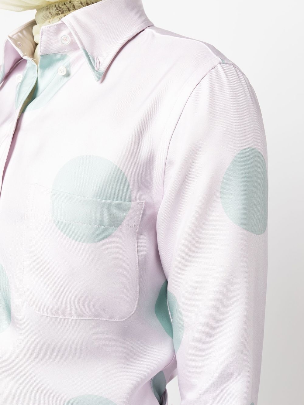 polka-dot silk long-sleeve shirt - 5