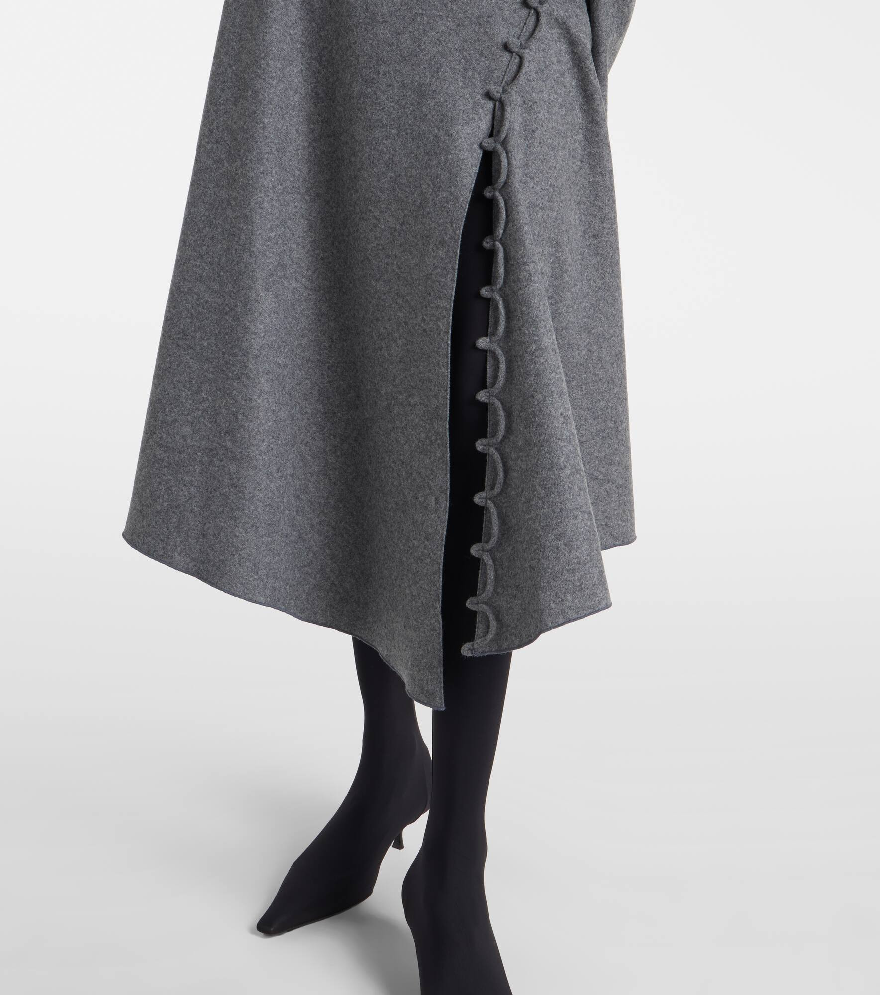 Asymmetric wool and cashmere midi skirt - 5