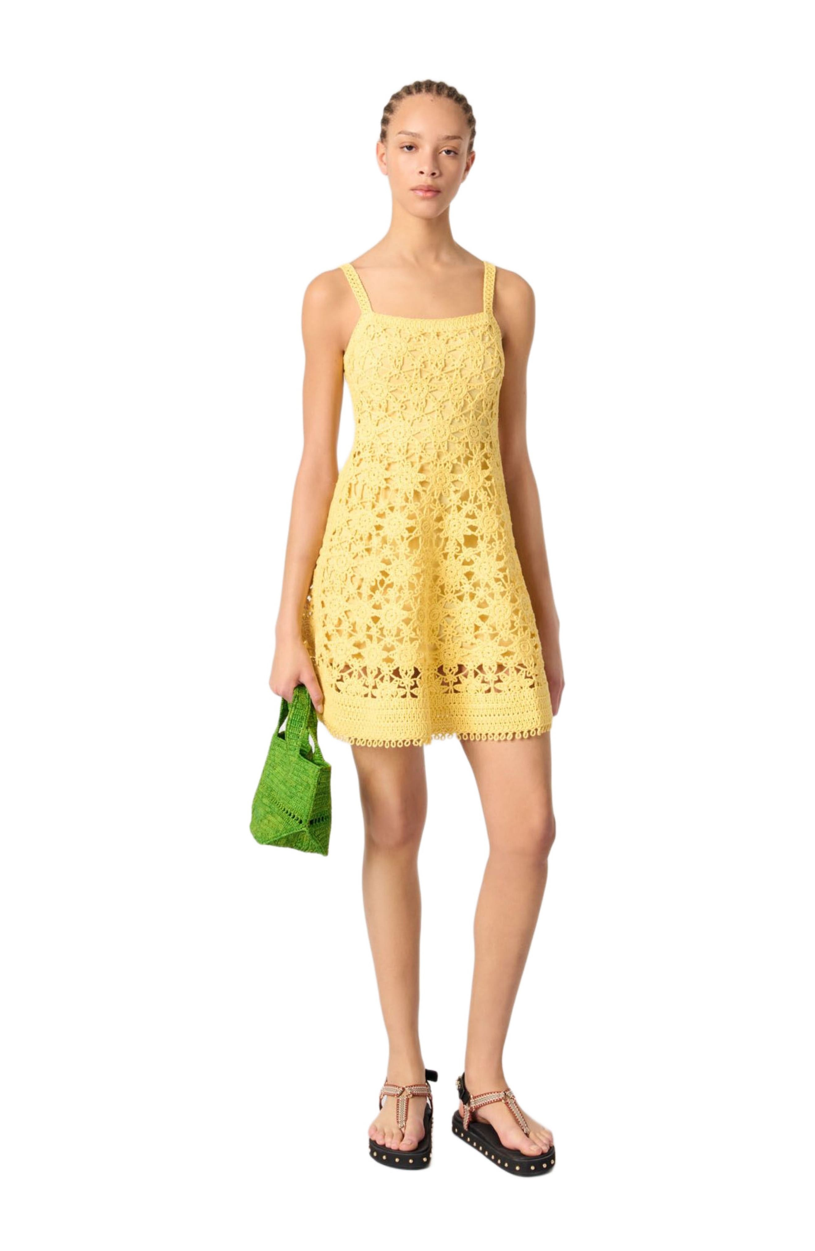 maje Crochet strappy mini dress in Yellow Banana at Nordstrom - 1