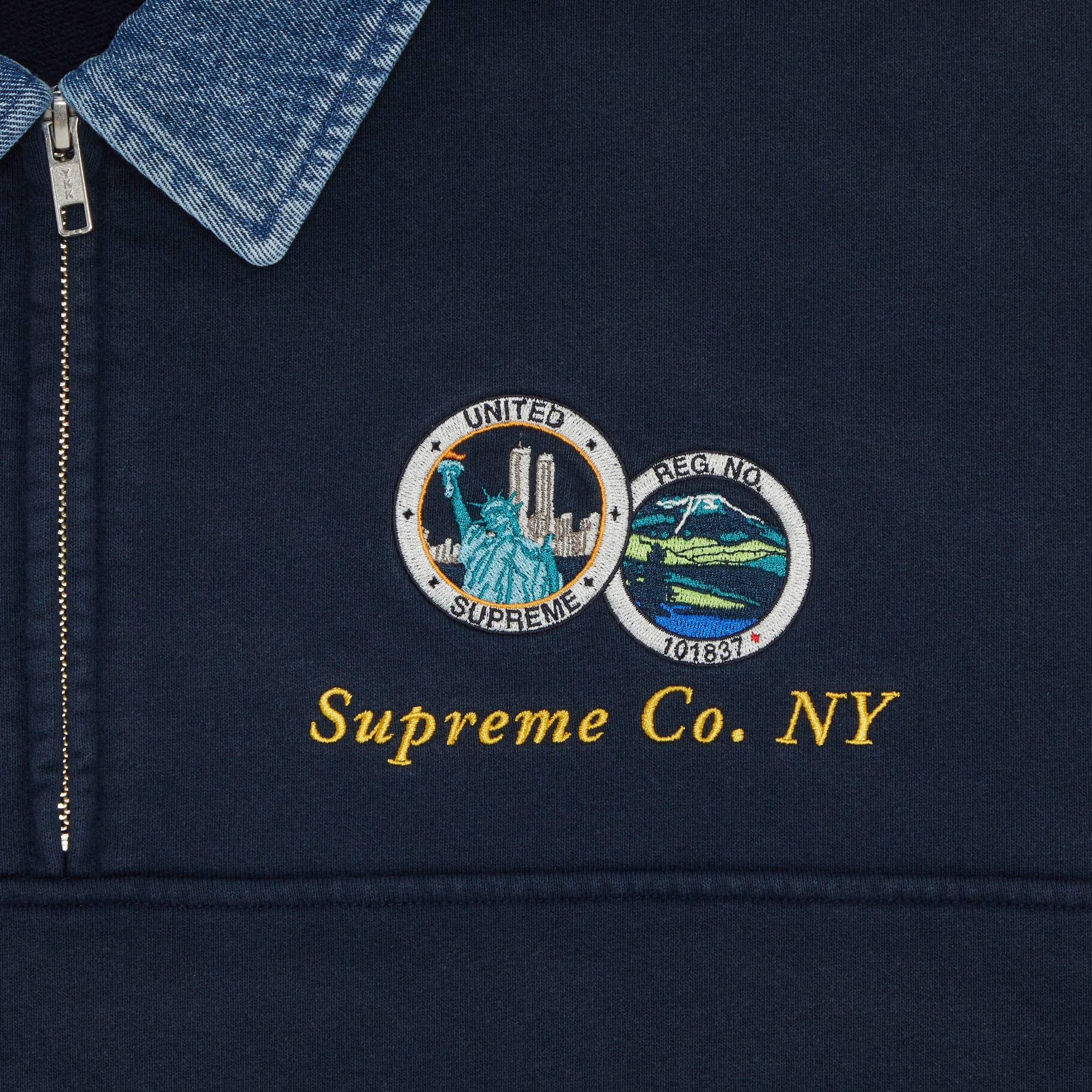 Supreme Denim Collar Half Zip Sweatshirt 'Navy' - 3