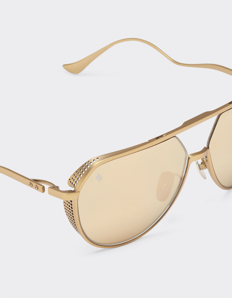 Ferrari sunglasses in matt gold-tone titanium with gold mirror yellow lenses 6