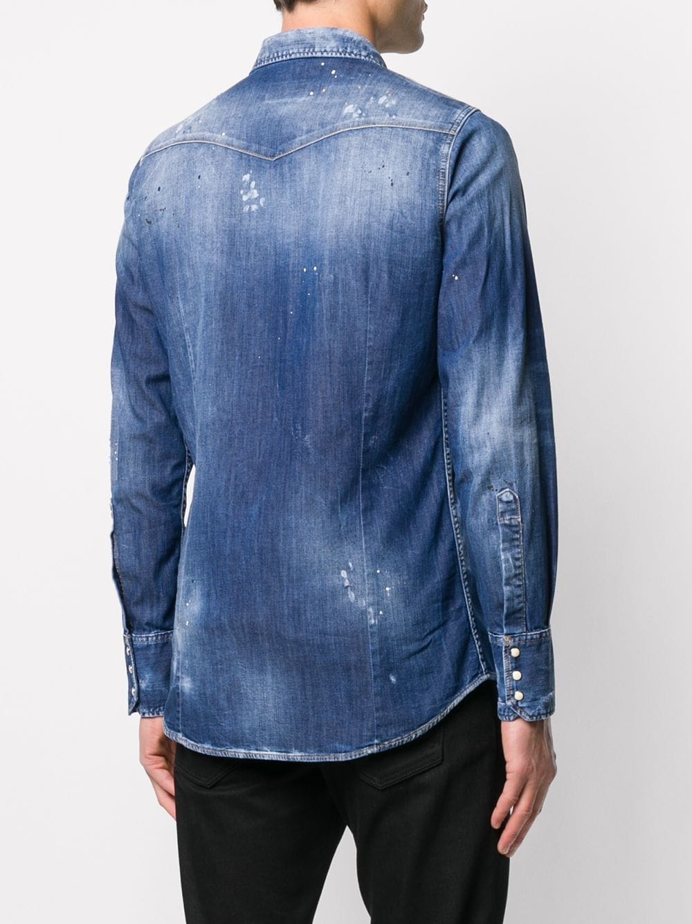 distressed effect denim shirt - 4