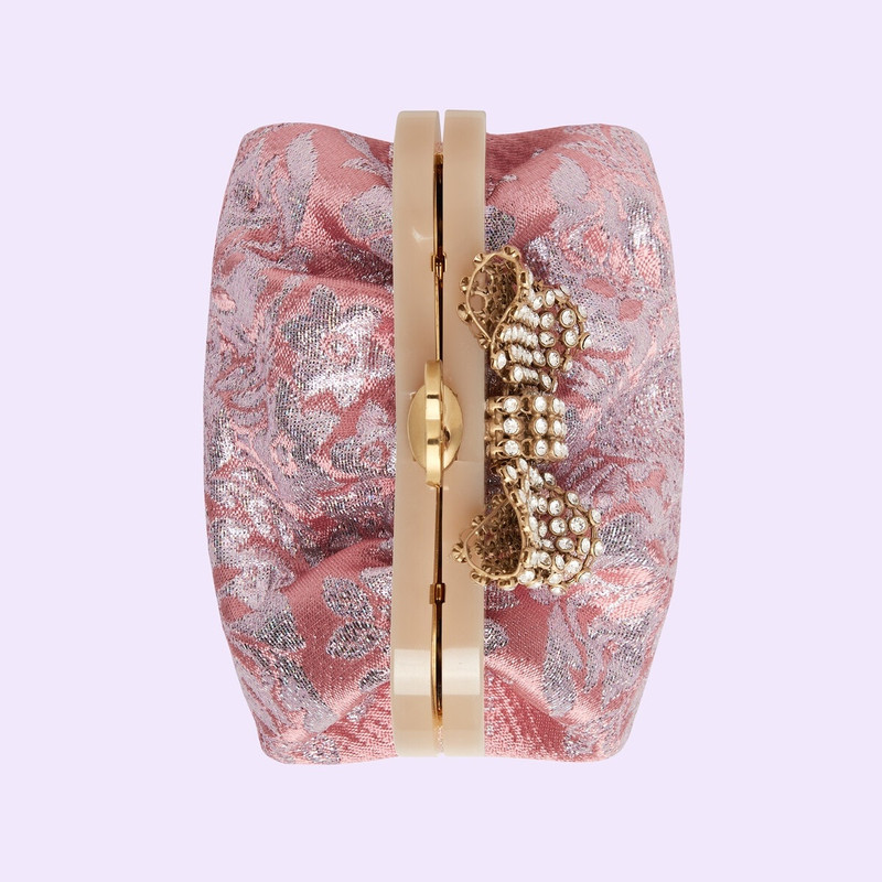 Floral brocade handbag with bow 6