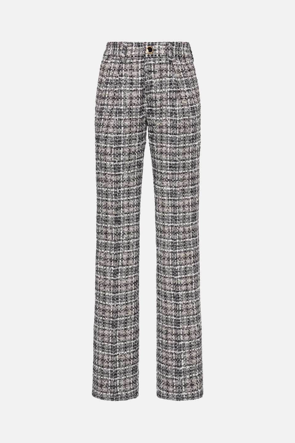 CHECKED LUREX TWEED TROUSERS - 1