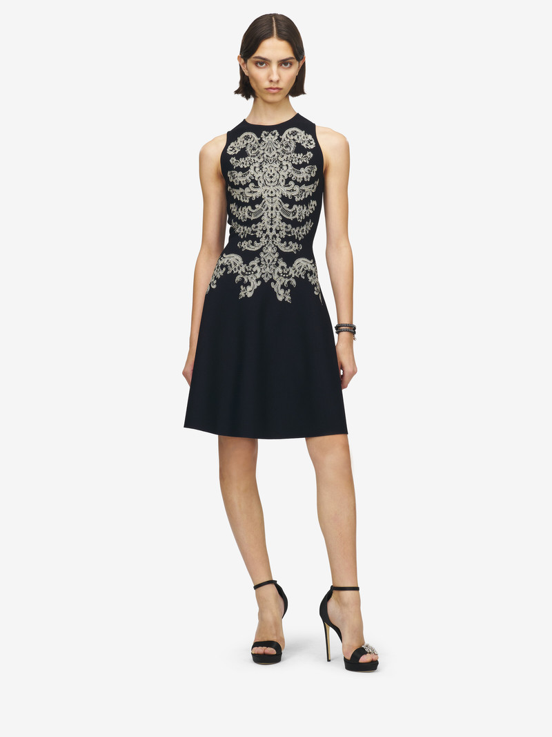 Alexander McQueen Lace Ribcage Jacquard Mini Dress outlook