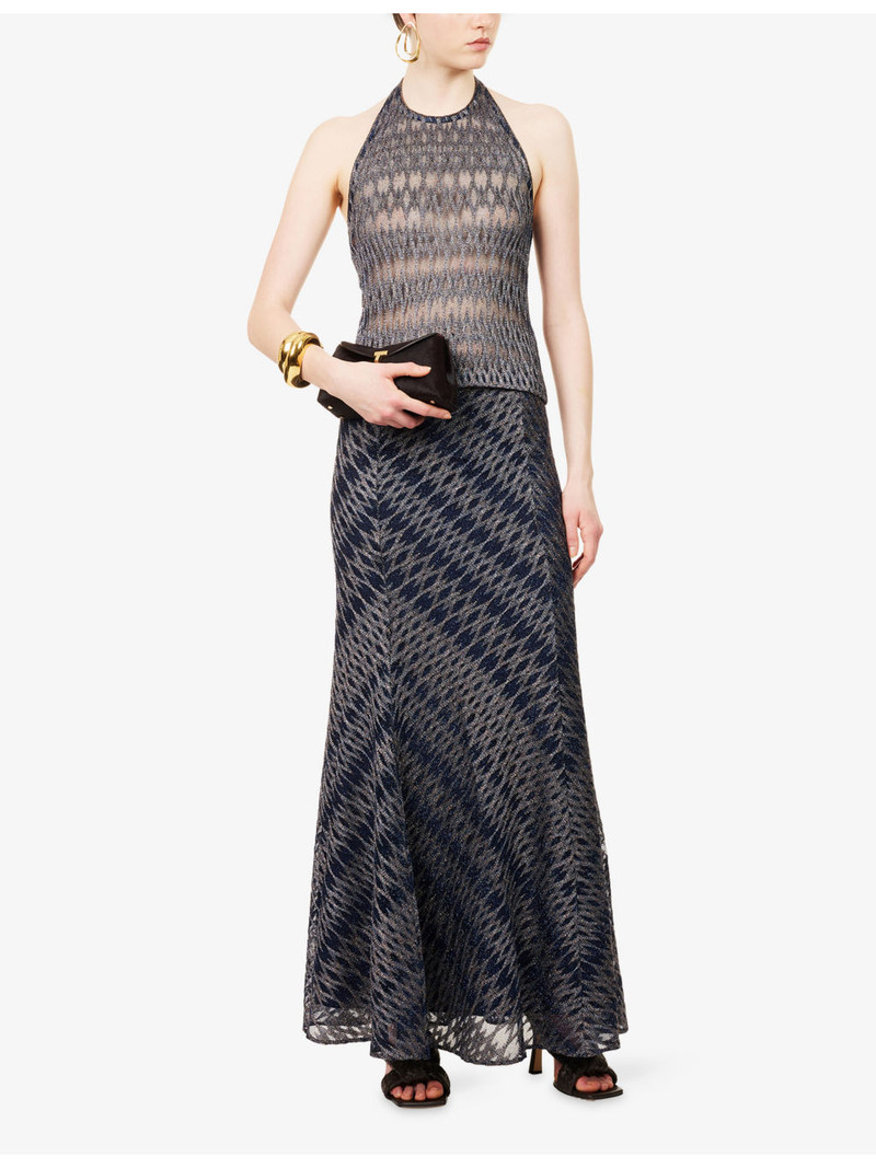 Missoni Chevron Metallic-Knit Maxi Skirt outlook