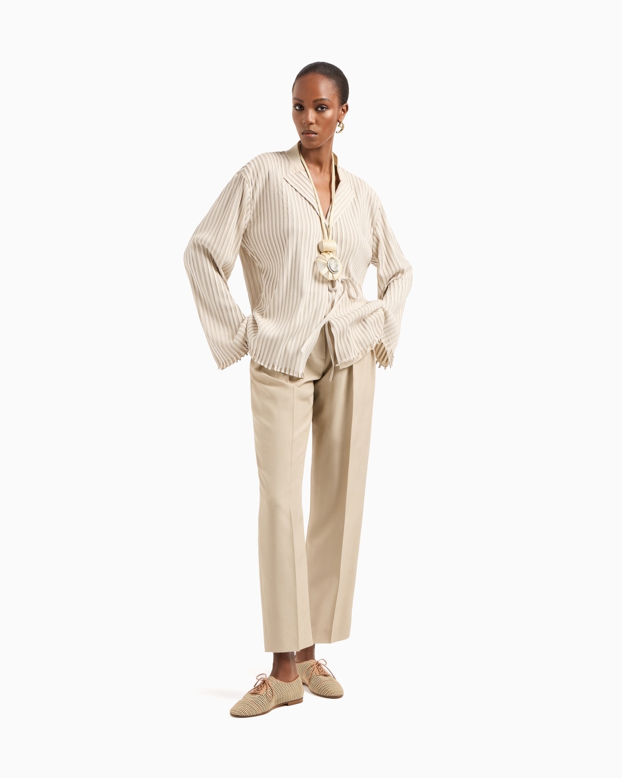 DOUBLE-PLEAT, SILK-SHANTUNG TROUSERS - 2