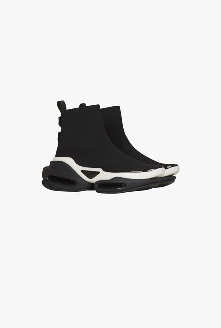 Exclusive - Black and white knit and suede B-Bold high-top sneakers - 2