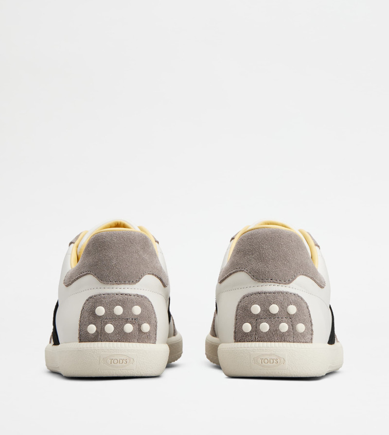 Tod's TOD'S TABS SNEAKERS IN SMOOTH LEATHER AND SUEDE - WHITE, GREY, BLACK outlook