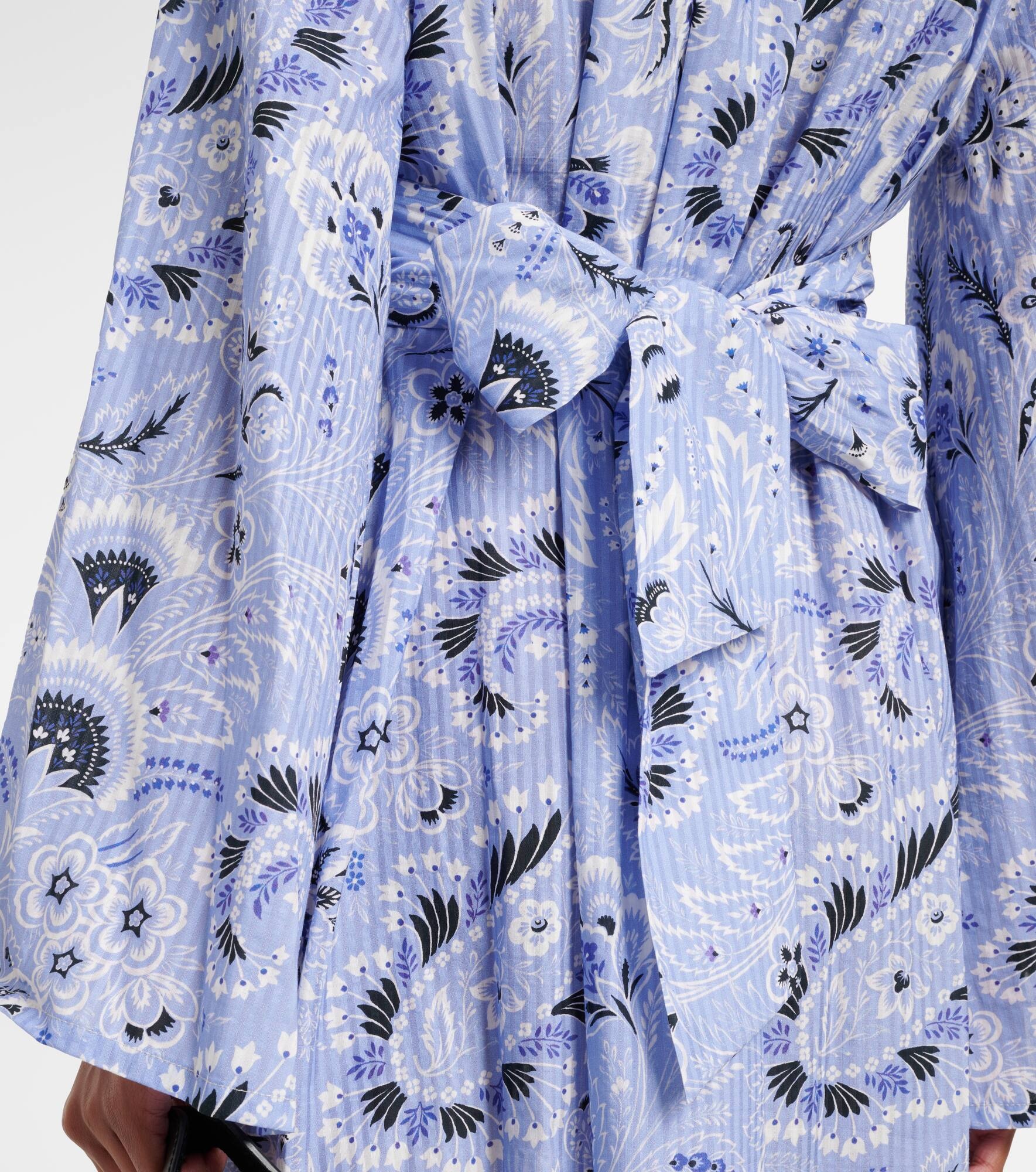 V-neck printed cotton-blend minidress - 6