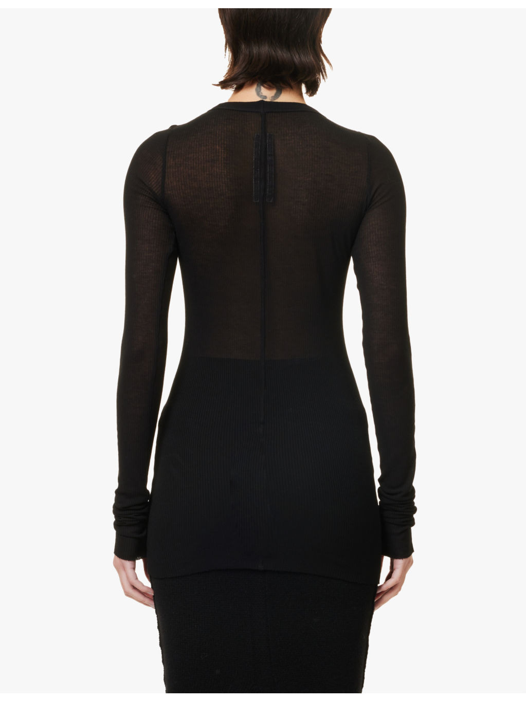 Semi-sheer long-sleeved knitted T-shirt - 4