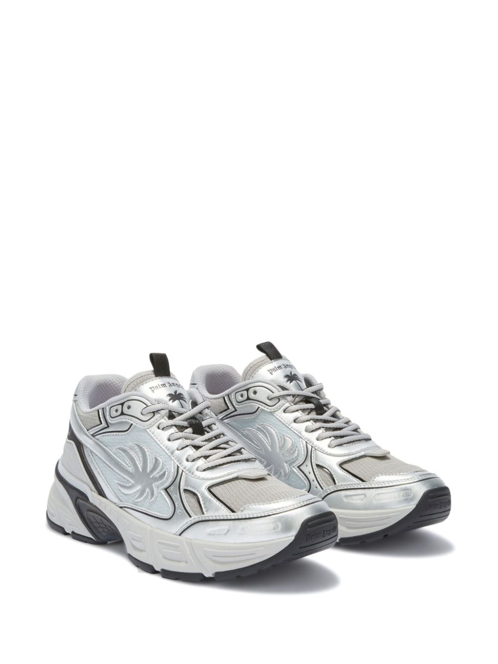 metallic-effect panelled sneakers - 2