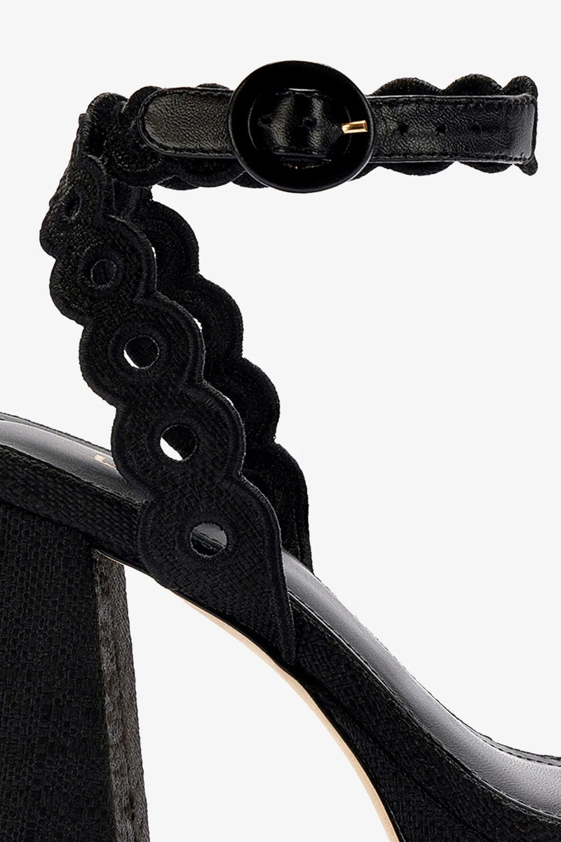 Dolly Broderie Sandal In Black Raffia 4