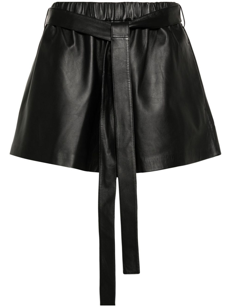 belted-waist leather shorts 1