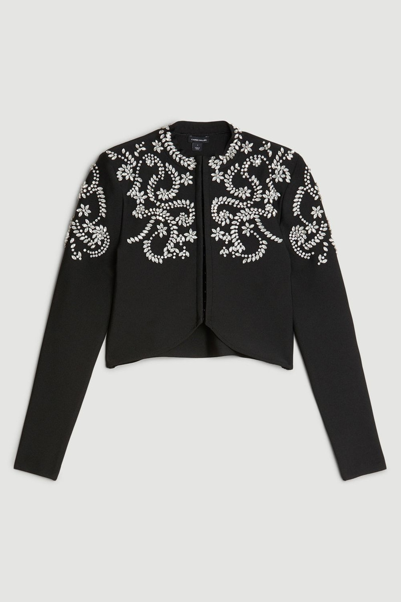 Plus Size Figure Form Bandage Embellished Knit Jacket 4