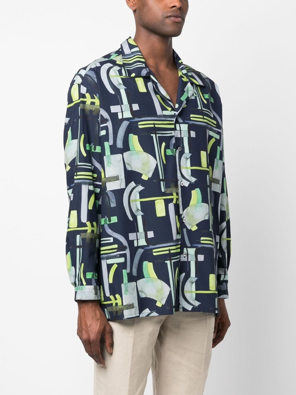 abstract-print long-sleeved shirt - 3