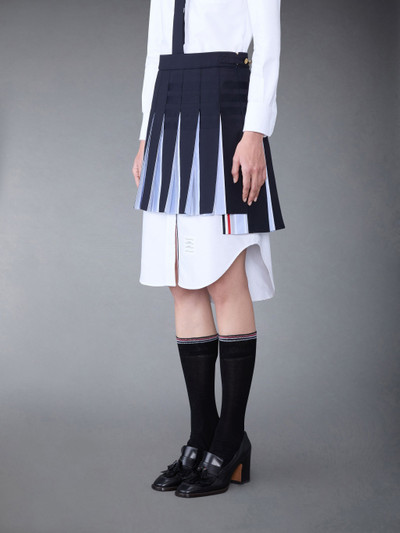 Thom Browne Plain Weave 4-Bar Pleated Mini Skirt outlook