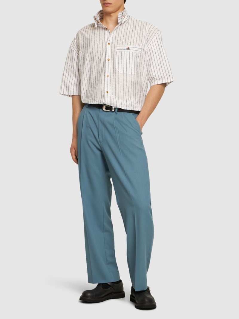 Striped cotton poplin s/s shirt - 2