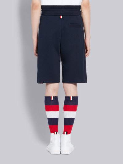 Thom Browne Navy Compact Double Knit Cotton Side Vent 4-Bar Sweatshorts outlook