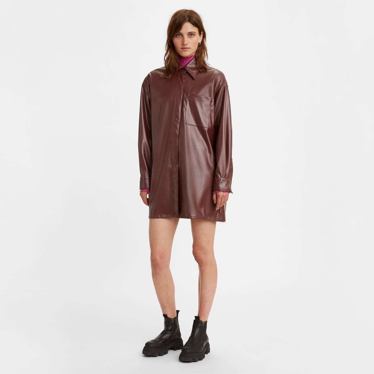 SHIRRING SHIRT DRESS - 1