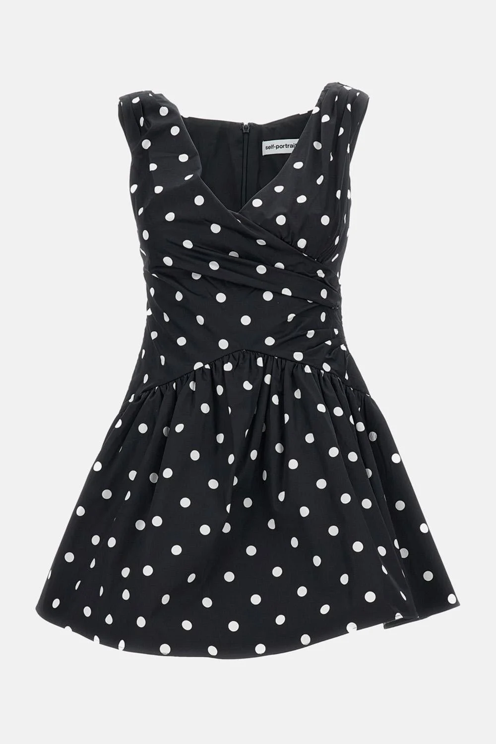 Mini black polka dot dress - 1