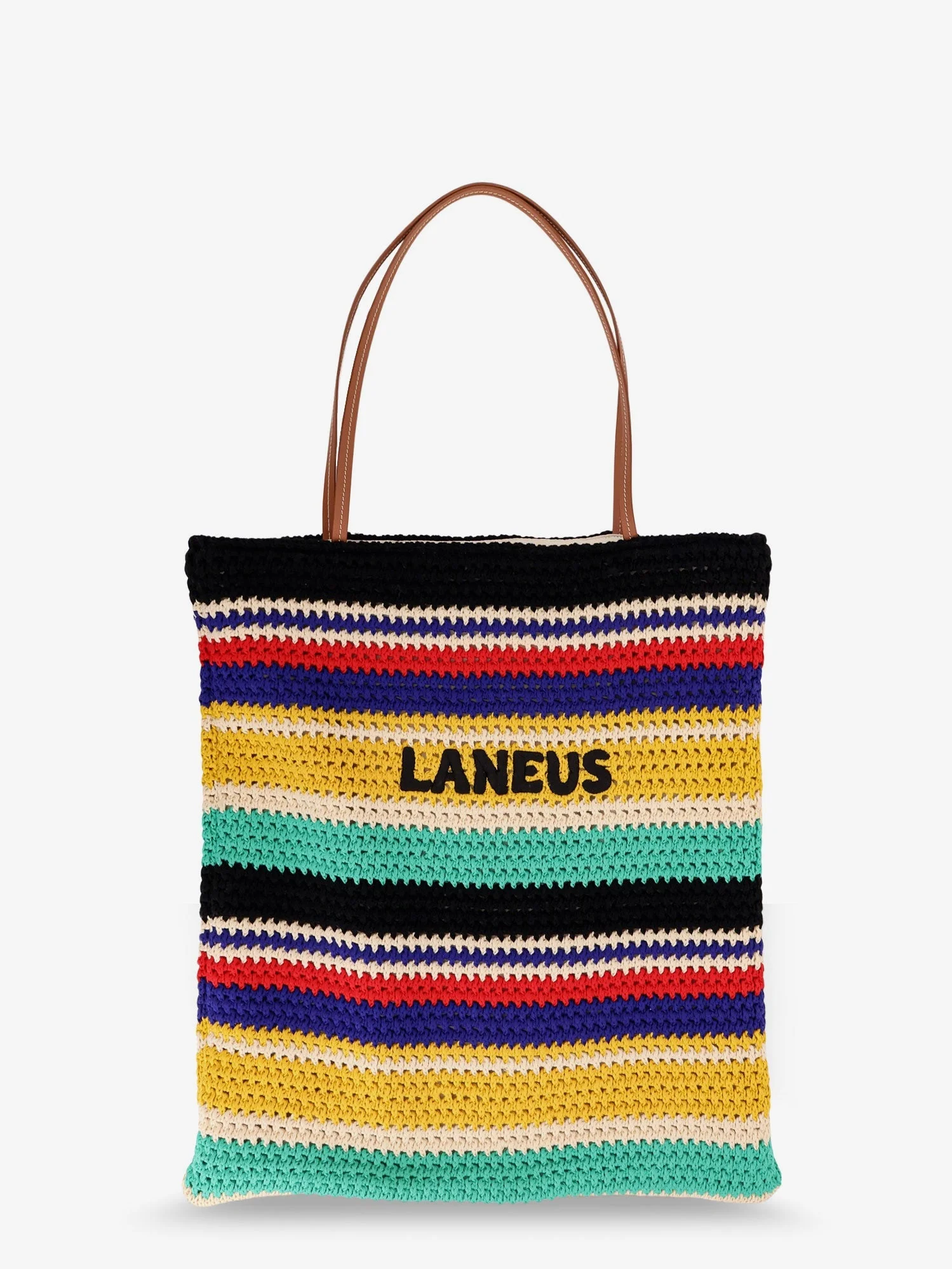 Laneus Crochet Shoulder Bag With Embroidered Logo - 1