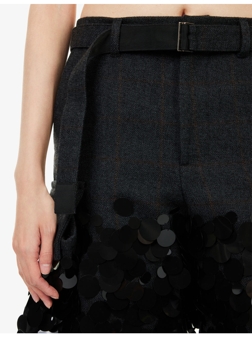 Sequin-Embellished Wide-Leg Wool Trousers - 6