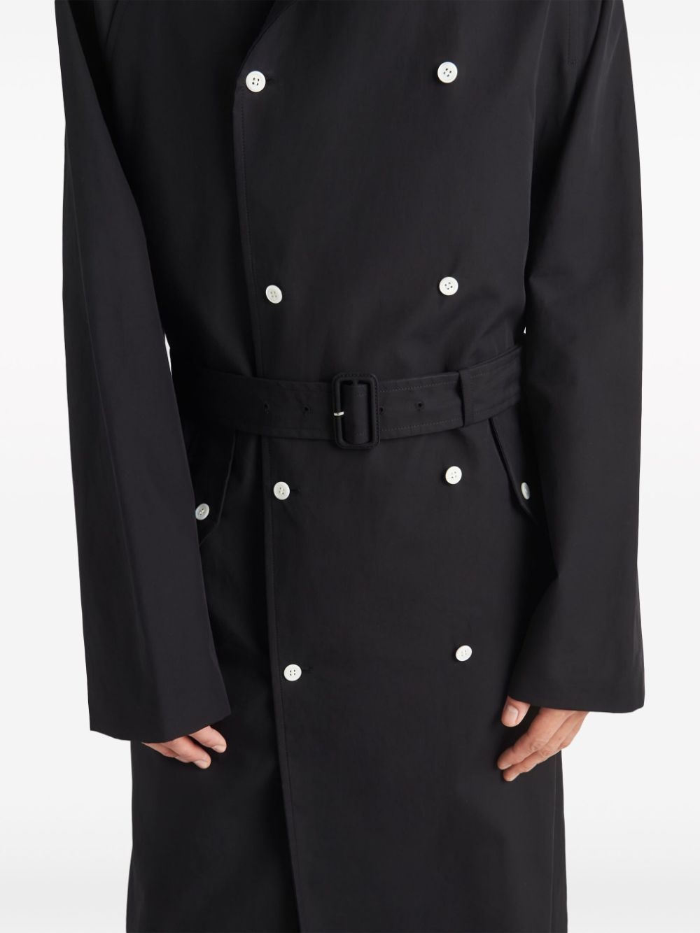 contrast-collar cotton raincoat - 6