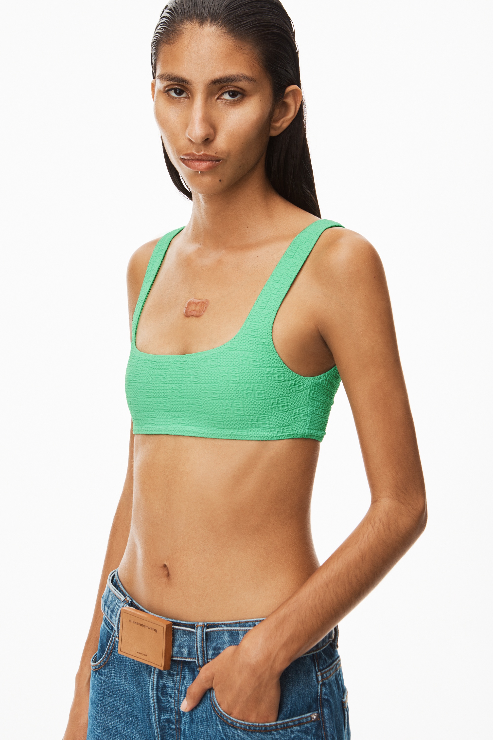 BIKINI TOP IN TEXTURED JACQUARD JERSEY - 3