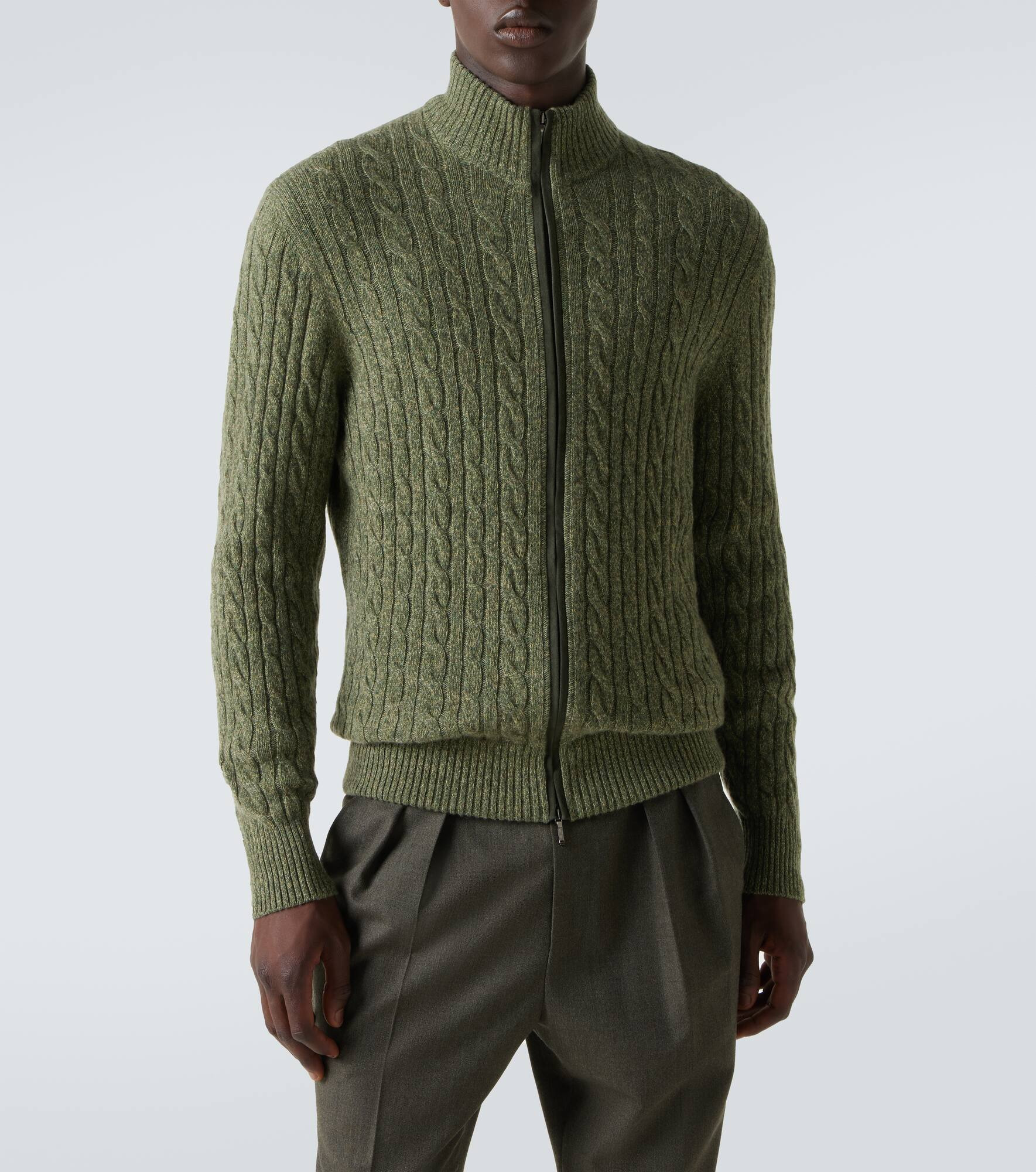 Cable-knit cashmere zip-up sweater - 3