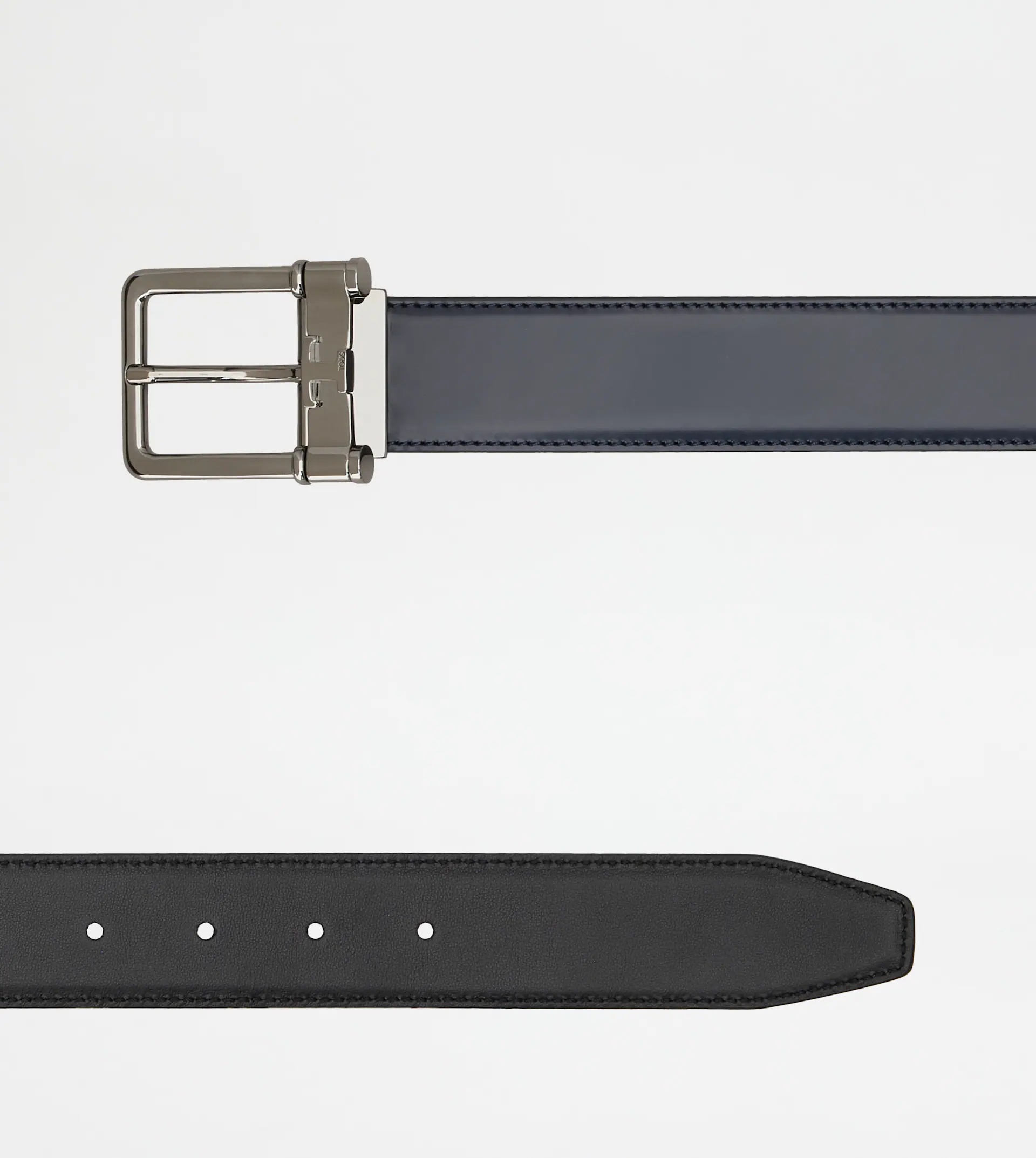 BELT IN LEATHER - BLUE, BLACK - 3