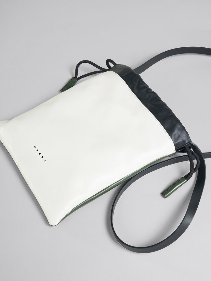 MUSEO SOFT DRAWSTRING BAG IN WHITE GREEN AND BLACK LEATHER 5