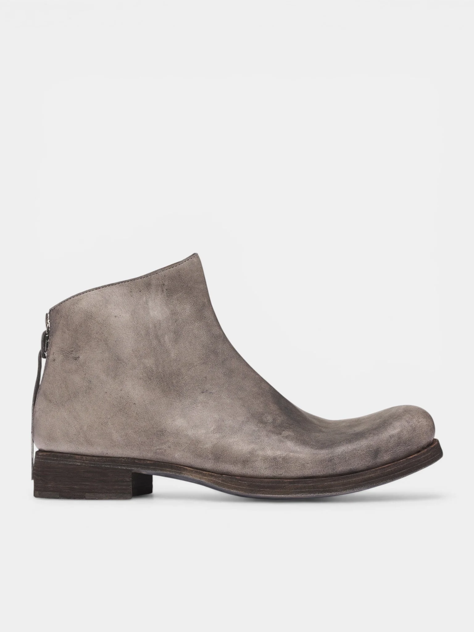 Carbon Leather Zip Ankle Boots - 1
