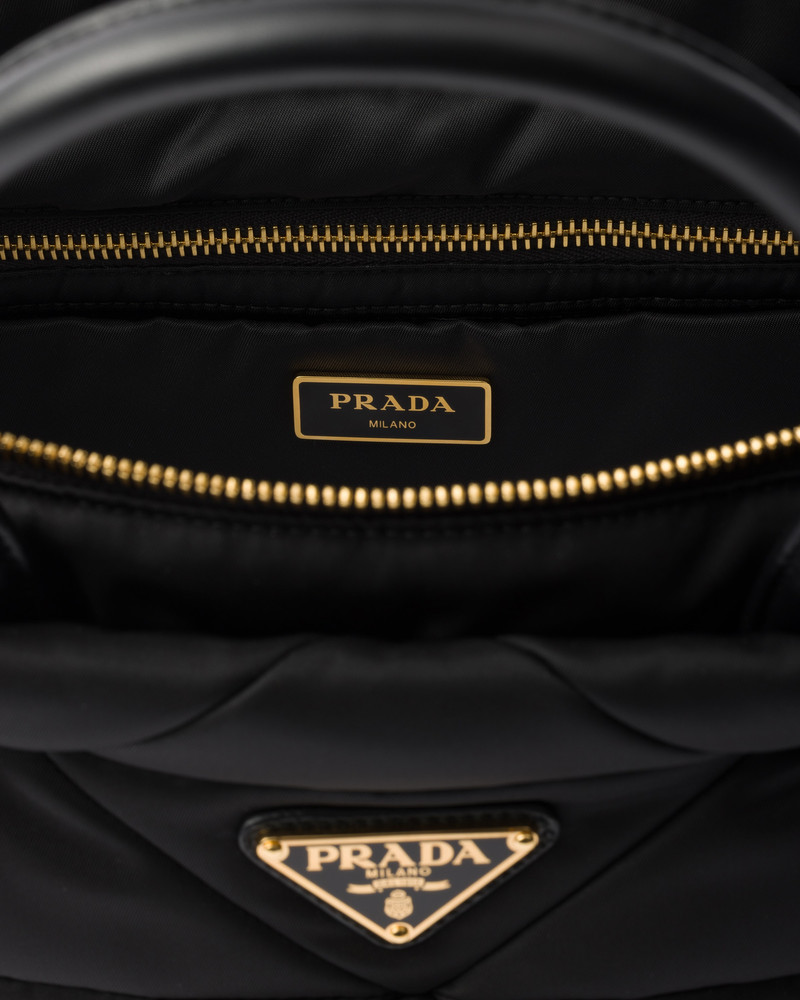 Medium padded Re-Nylon and leather tote bag 4